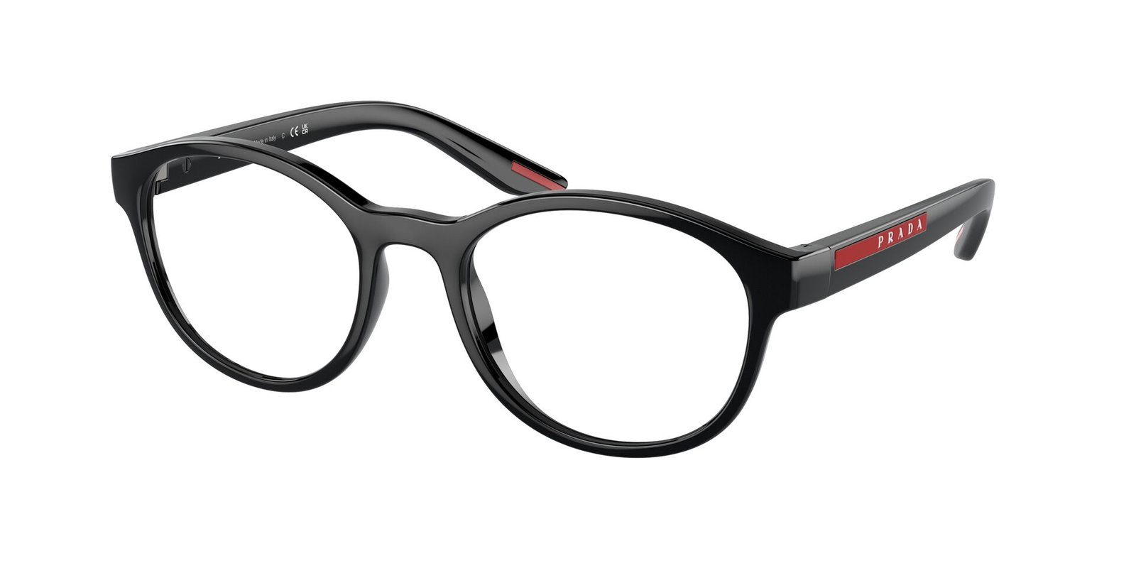  Das Bild zeigt die Prada Linea Rossa Fassung PS07PV 1AB1O1 leicht seitlich., Zubehor, Brillen